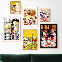 Affiche murale de dessin animé japonais, personnage de Ramen, peinture d'aliments mignons, rétro, décor de maison, salon, cuisine small picture n° 2