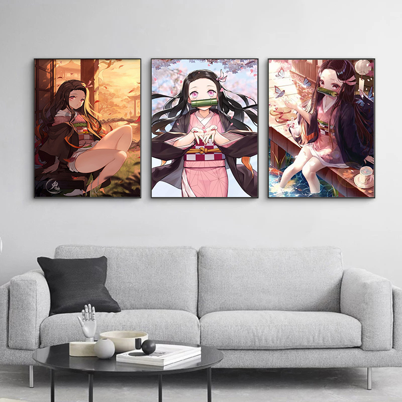 Peinture sur toile japonaise Anime Manga Demon Slayer, Kamado Nezuko, affiches Rick, décoration artistique murale, impressions vivantes, gérer la maison n° 2