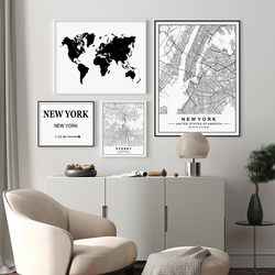 Affiche personnalisée sur toile avec cartes de villes du monde, Paris, dubaï, New York, peinture imprimée en noir et blanc, tableau d'art mural, décoration intérieure small picture n° 2