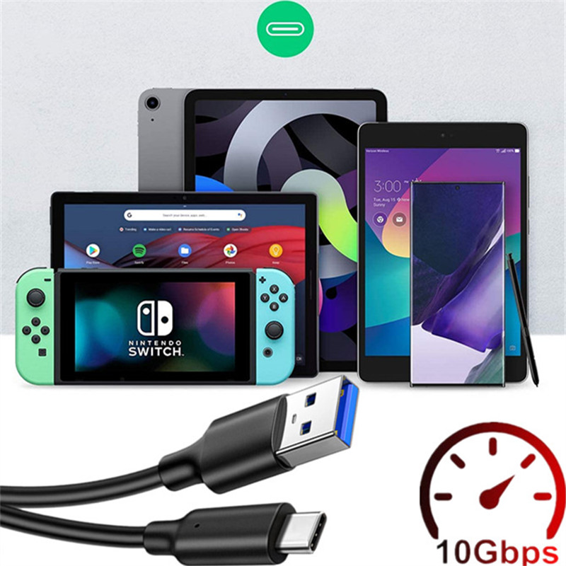 USB3.2 Gen2 10Gbps USB A vers USB C câble de transfert de données court USB C SSD câble QC 3.0 charge rapide de rechange pour OculusQuest2 câble VR n° 5