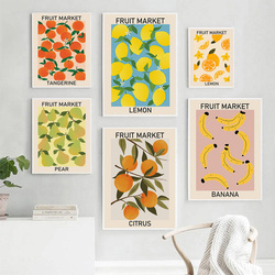 Affiches et imprimés Vintage du marché des fruits, cerise, citron, poire, banane, Orange, Art mural, toile, peinture, photos murales, décor de cuisine small picture n° 1