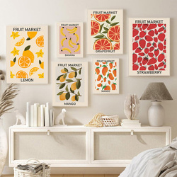 Affiches et imprimés Vintage du marché des fruits, cerise, citron, poire, banane, Orange, Art mural, toile, peinture, photos murales, décor de cuisine small picture n° 3