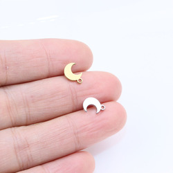 Mini breloques lune en acier inoxydable pour filles, collier à faire soi-même, boucles d'oreilles, bracelets inaltérables, sans tour, 2 couleurs, 8mm, vente en gros, 10 pièces small picture n° 1