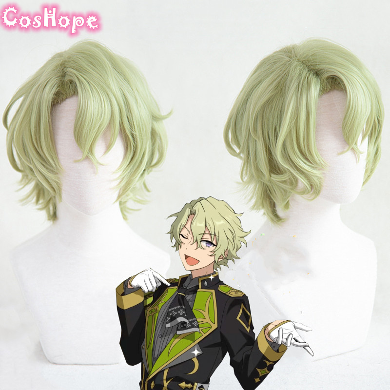 Hiyori Tomoe-Perruque Cosplay Synthétique Courte, Jaune, Verte, Anime, Degré de Chaleur, Ensemble Stars n° 1