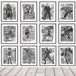 Affiche de Comics Avengers en Noir et Blanc, Toile Imprimée de Smile Hero, Peinture, Anime, Art Mural, Décor de Chambre de Garçon small picture n° 1