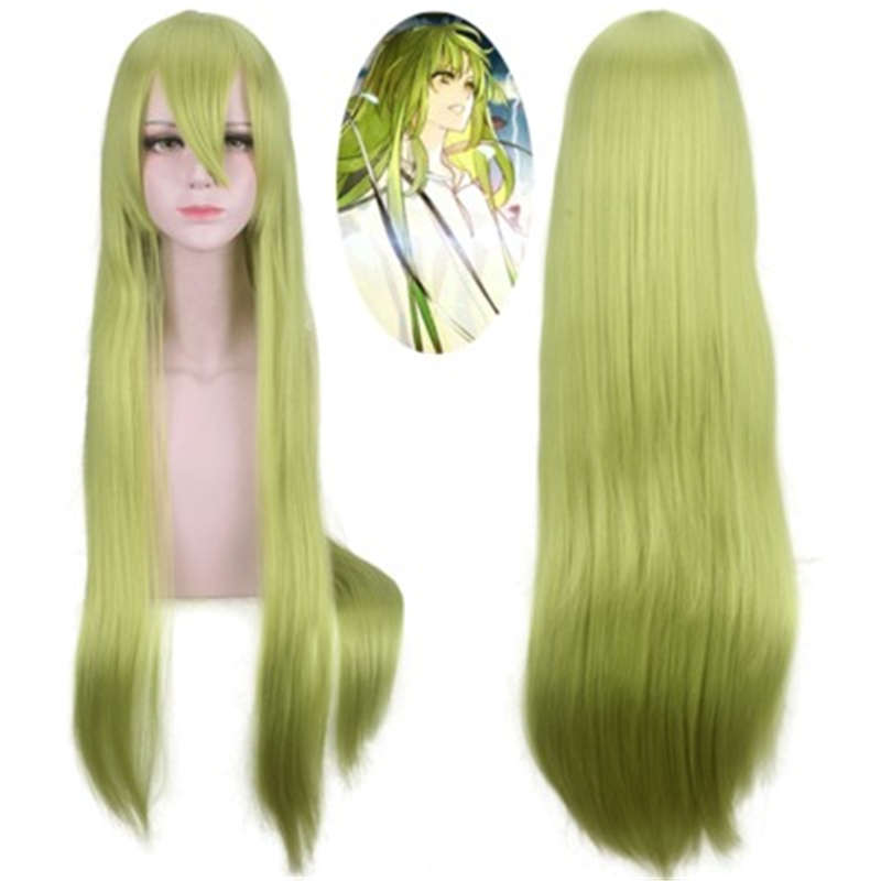 Destiny Grand Order – perruque de Cosplay verte lisse, 100cm de Long, pour Costume de fête n° 1