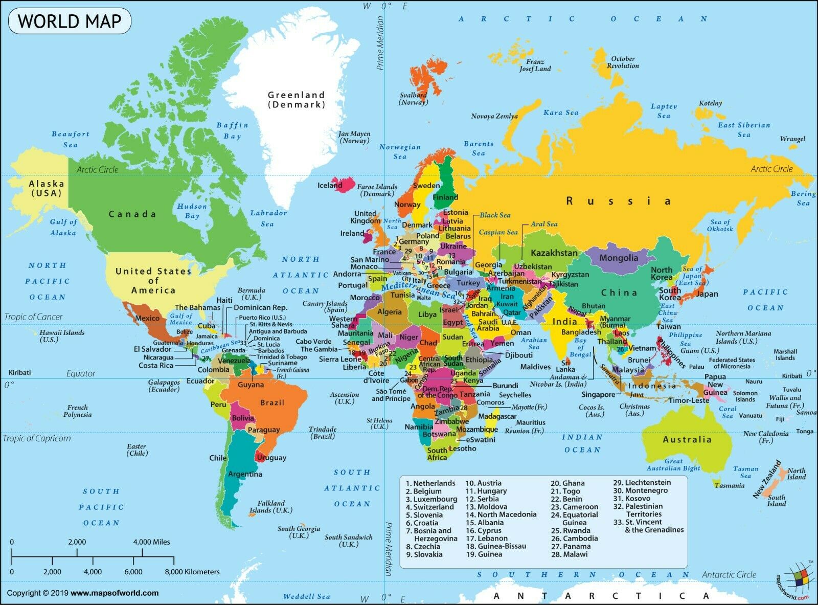 Affiche en soie imprimée avec la carte du monde avec tous les pays, 24x36 pouces n° 1