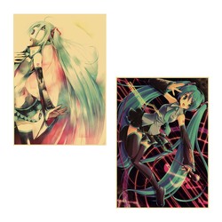 Affiche de chanteur de dessin animé Miku, papier Kraft imprimé HD, images murales rétro, peinture décorative pour chambre à coucher, cadeaux de décoration pour la maison small picture n° 5