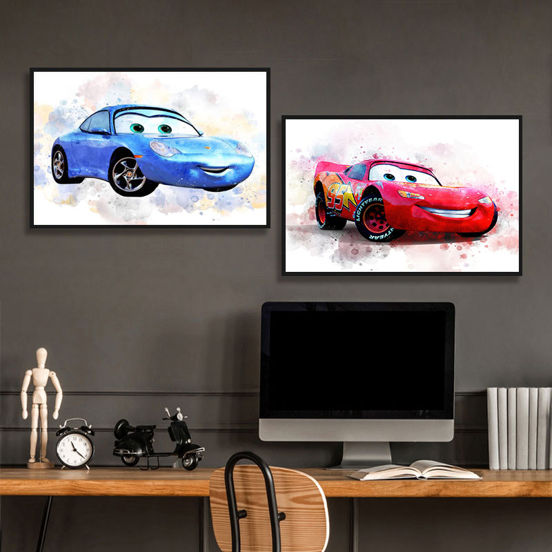 Disney-Pixar Cars Anime Poster, Peinture sur toile, Impressions murales, Image décorative pour la maison, Décor de chambre d'enfant, Cadeaux mignons n° 2