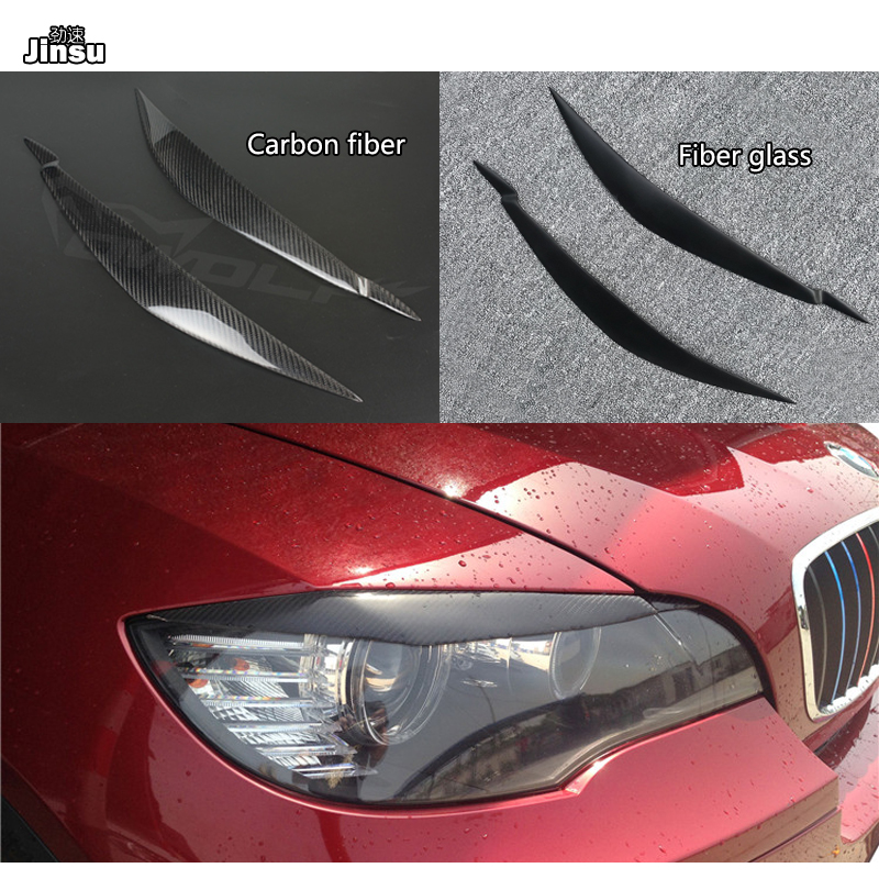 Autocollant de couverture de lampe avant de voiture en fibre de carbone, lumière de sauna, sourcils et yeux, apprêt noir mat, BMW X6 35i 50i XDrive E71 n° 1