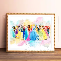 Disney-Affiche d'art de princesse d'interconnexion, peinture sur toile de fête de princesse, peinture de cendrillon, décor de chambre de filles, peinture murale de gérer Elsa Pepper small picture n° 3