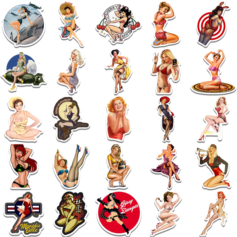 Autocollants sexy Pin-up de la seconde guerre mondiale, stickers waterproof, pour ordinateur portable, moto, voiture, bagages, skateboard, DIY, nouvelle collection n° 5