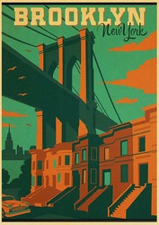 Affiche de Ville Touristique de Dessin Animé, Affiche de New York Minimaliste, Peinture Artistique Rétro en Papier Kraft, Décoration Murale pour la Maison, la Chambre, le Bar small picture n° 5