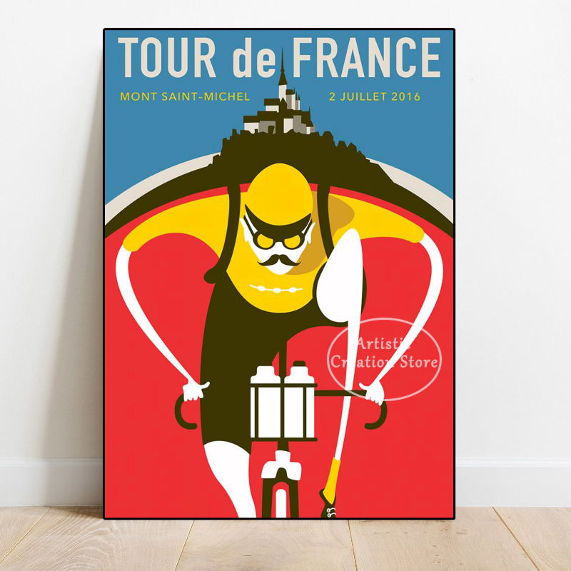 Affiche de vélo classique Tour de France, imprimés d'art rétro, peinture sur toile, décoration minimaliste de salon, images murales de maison n° 3