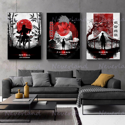 Affiches de Style encre animé populaire japonais, noir, blanc et rouge, peinture sur toile et imprimés, tableau d'art mural, décor de maison pour salon small picture n° 2