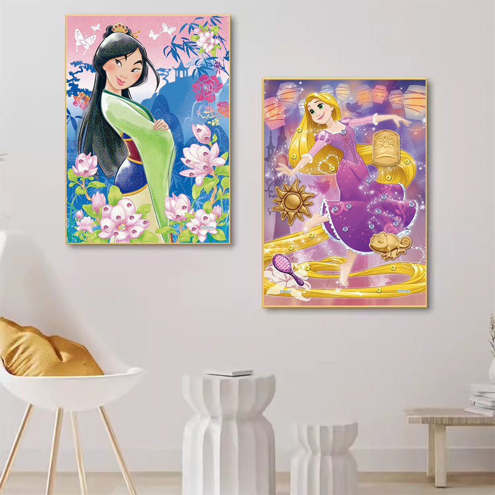 Disney-Affiche de dessin animé Raiponce pour la décoration intérieure, peinture sur toile, la petite sirène, impressions d'art mural princesse, image pour le salon n° 3