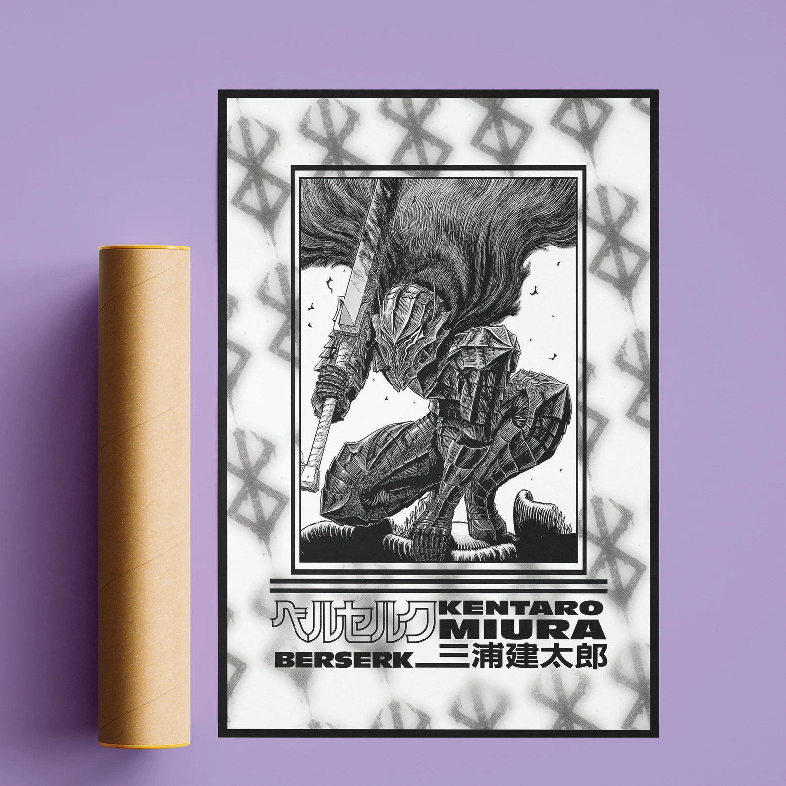 Affiche de Personnage de Dessin Animé Berserk en Noir et Blanc, Peinture sur Toile, Art Mural, Dessin Original, Bande Dessinée, Décoration de Maison et de Chambre n° 4