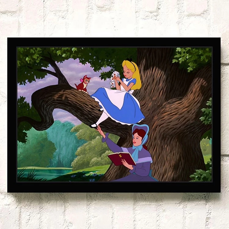 Toile modulaire Disney Alice au pays des merveilles, oeuvre murale Anime, impression HD, affiche personnalisée, décoration de la maison, salon n° 4