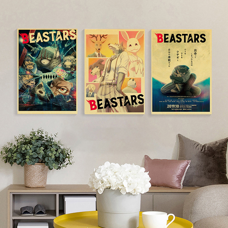 BEASTARS – affiche murale en papier Kraft pour décoration de Chambre à coucher, autocollant de style Harajuku, affiches de décoration respirantes n° 2