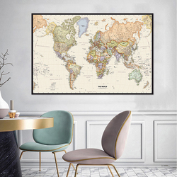 La carte du monde rétro avec détails, peinture sur toile, affiche d'art mural, fournitures scolaires, décoration, 60x40cm small picture n° 2