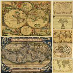 Affiche de carte du monde antique détaillée, impressions vintage, art de la maison et de la chambre, décoration murale, carte nautique du globe, peinture rétro small picture n° 1