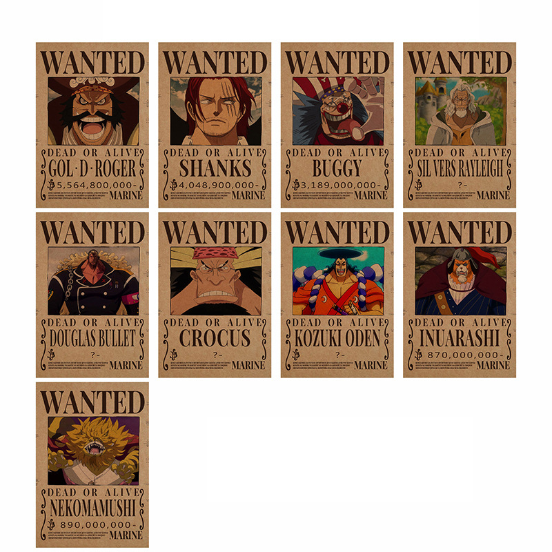 One Piece Wanted Bounty Optics Papier Kraft Poster, Anime, Luffy, Chapeau de Paille, Pirates, Quatre Empereurs, Oka Shichibukai Wallpaper, RoomDecor n° 6