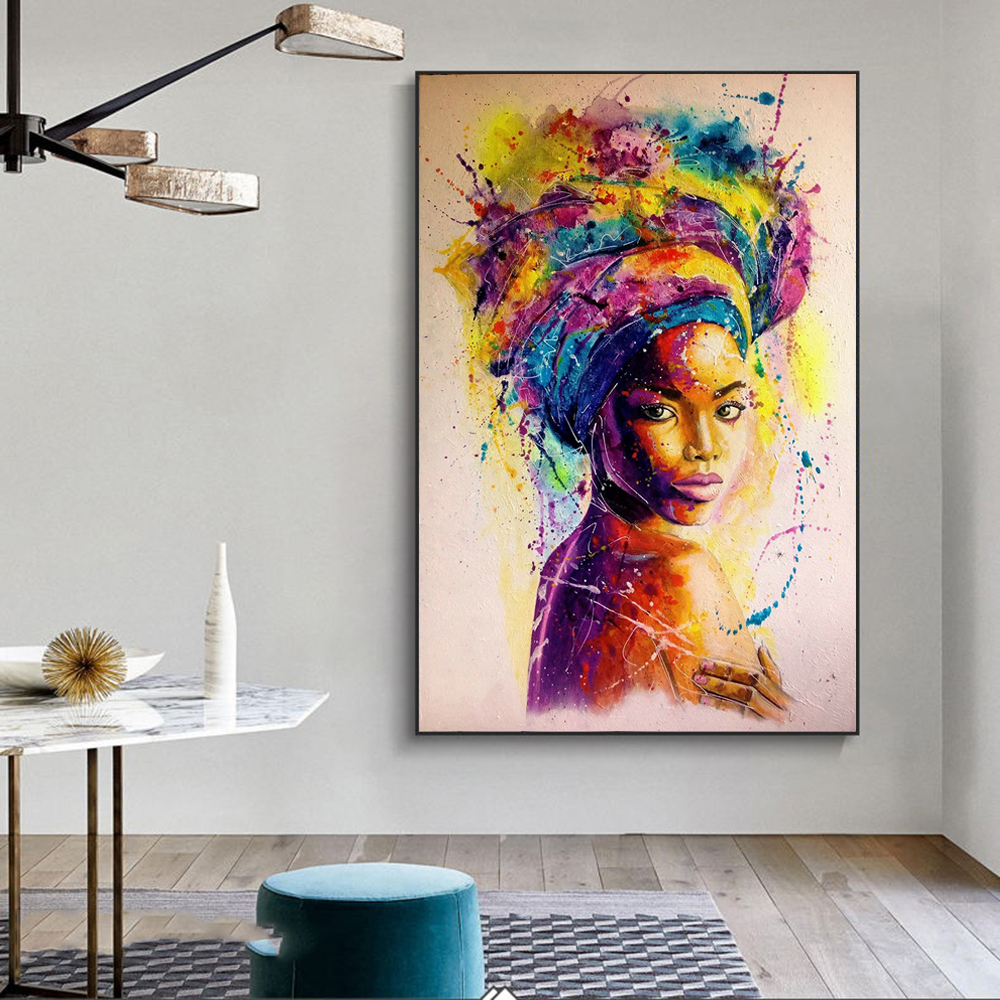 Affiche de peinture de portrait de femmes africaines, impression HD, impression sur toile, décoration esthétique de la maison, art mural n° 4