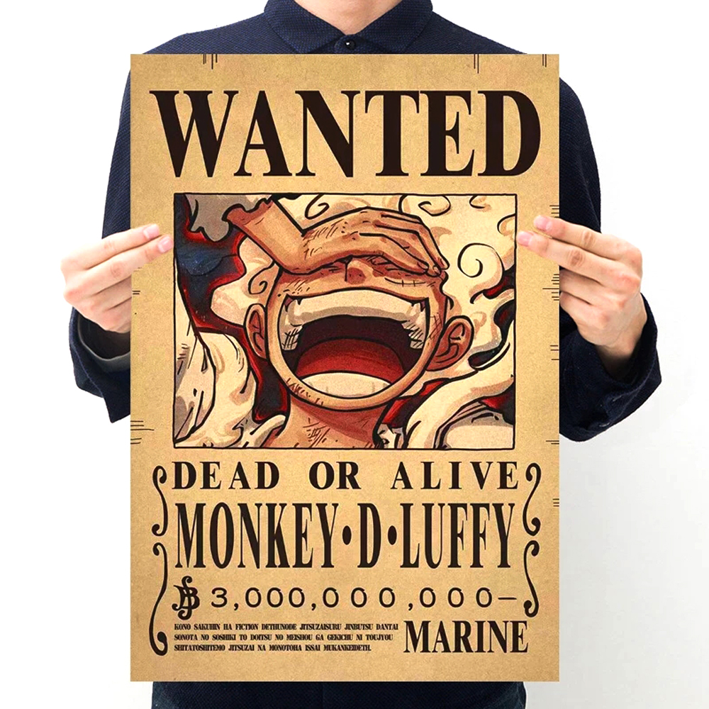 Décoration murale vintage One Piece Anime, Luffy Sun God, Intérieur a Bounty Wanted Posters, Law peuvFigures, Sticker Toys, Gear 5, Salon n° 1