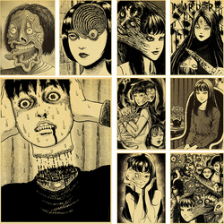 Affiches d'anime d'horreur Junji Ito, papier kraft rétro, autocollant, vintage, chambre, bar, impressions, art, mur, toile, coutumes, 73 small picture n° 1