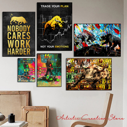 Affiche de peinture sur toile inspirante pour la décoration intérieure, Nobody Cares Work Harder, Stock Trading, Bull Market, Art mural small picture n° 1