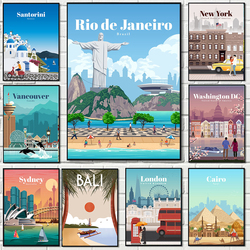 Affiche de ville de voyage de renommée mondiale moderne, peinture sur toile de Rio de Janeiro, art mural de chambre à coucher, paysage, bureau, décoration d'intérieur, cadeau de gestion small picture n° 1