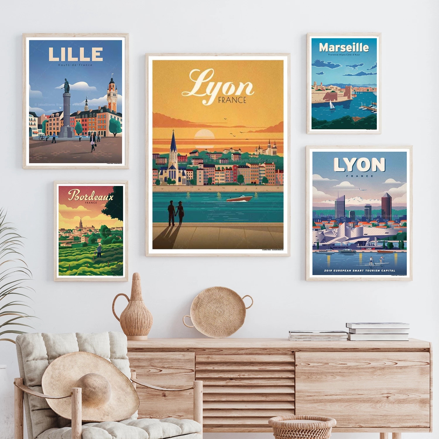 Affiche d'art de paysage français, décor mural, peinture sur toile imprimée, décor nordique pour maison, cadeau, image rétro n° 1