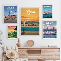 Affiche d'art de paysage français, décor mural, peinture sur toile imprimée, décor nordique pour maison, cadeau, image rétro small picture n° 1