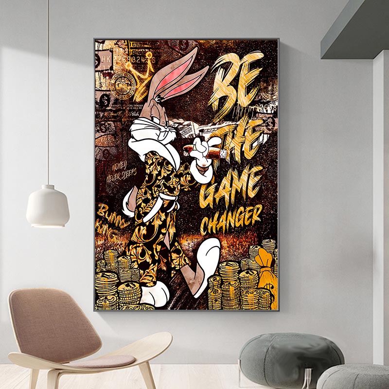 Peinture sur Toile de Dessin Animé Disney, PoinAffiche de Bunny King, Sans Cadre, Image Imprimée d'Art Mural Moderne pour la Décoration de la Maison n° 1