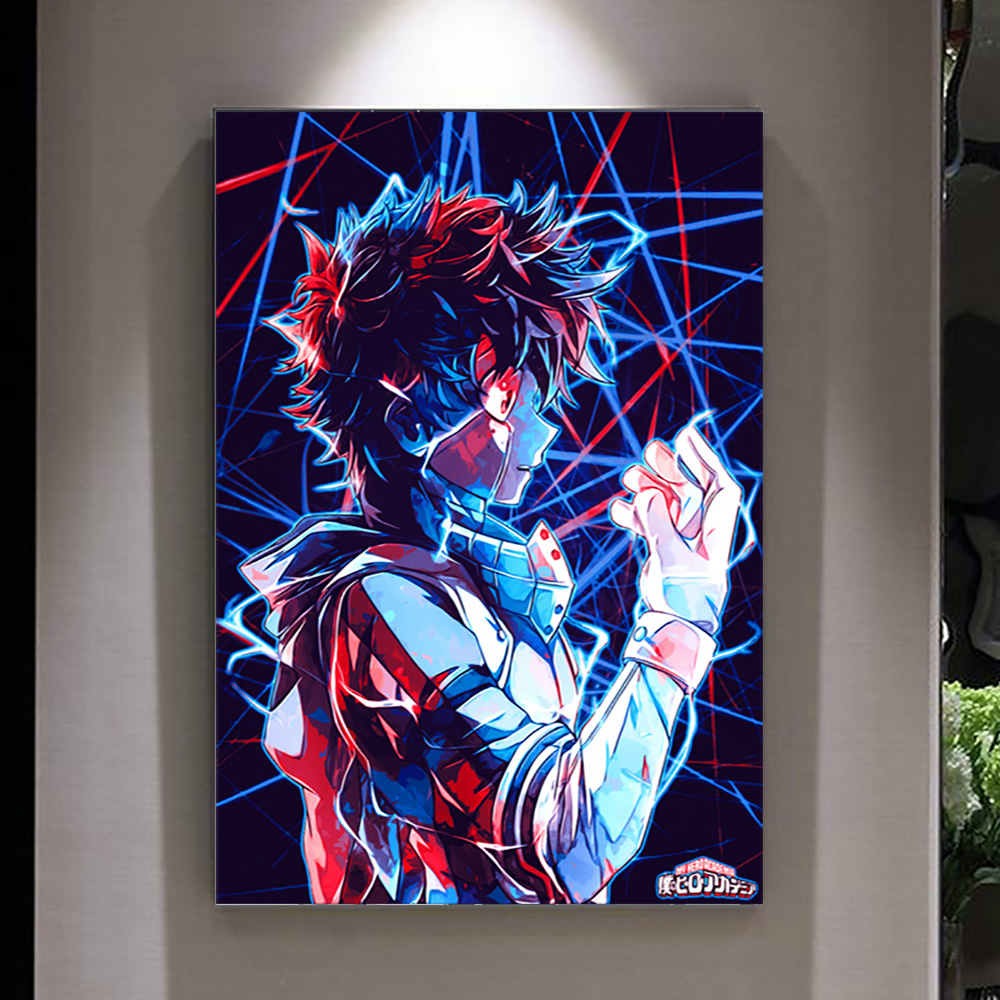 Peinture sur toile d'art mural, affiches d'anime japonais, impression de manga My ForeAcademia, décoration de chambre de garçon, BNHA Deku n° 1