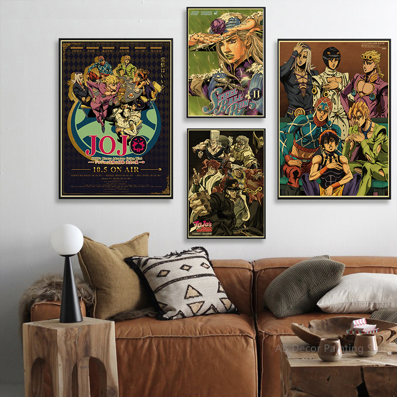 JoJo's Ives Arre Adventure Prhonneur Poster, Retro Anime Chain, Vintage Kraft Paper, Home Room, Bar, Art Wall Decor, Aesthetic Painting, JO, 73Art n° 3