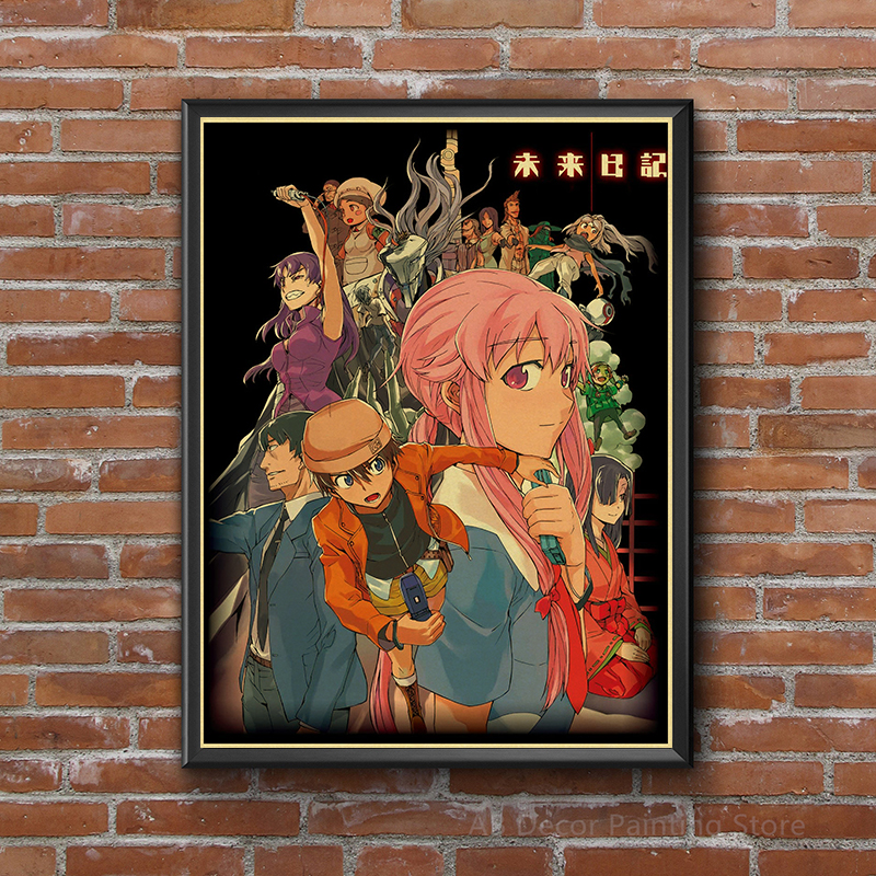 Mirai Intérieur ki Future Diary Poster, Retro Anime Poster, Manga Kraft Paper Prhonneur, Cartoon Vintage Home Room, 73Bar Art Wall Decor Painting n° 5