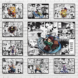 Pop Anime Figure Demon Slayer Poster Set, Comic Movie Cartoon, Black and White Manga Canvas Print, Wall Art, Kids Room Decor, Kawaii small picture n° 1