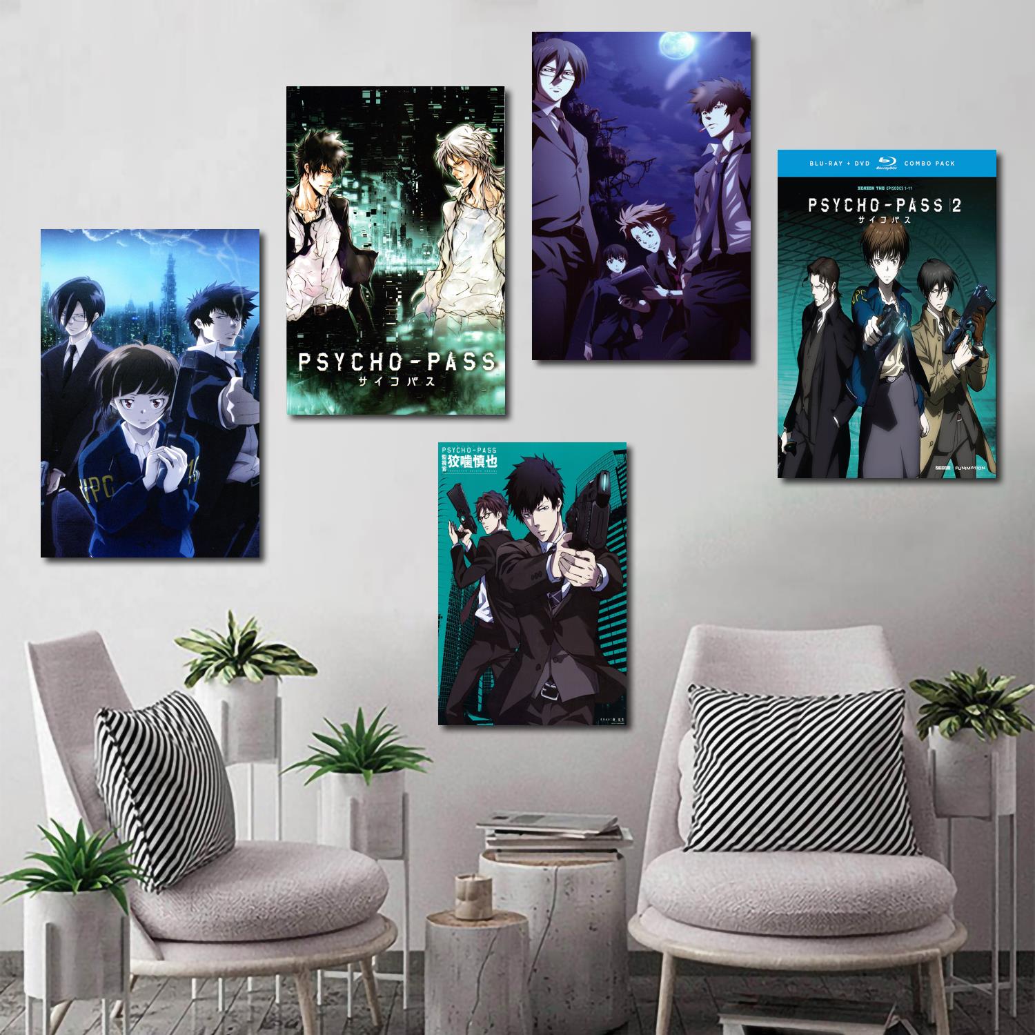 Affiche décorative psycho pass 2 manga, peinture sur toile, art mural, affiches de salon, peinture de chambre à coucher, 24x36 n° 1