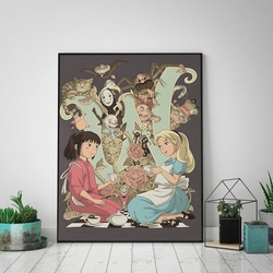 Spirited Away et Alice au pays des merveilles Anime Canvas Painting, Poster and Prhonneur, Wall Art, Girls Room, Dr, Yazaki Studio, Ghibmovies, 1Pc small picture n° 3