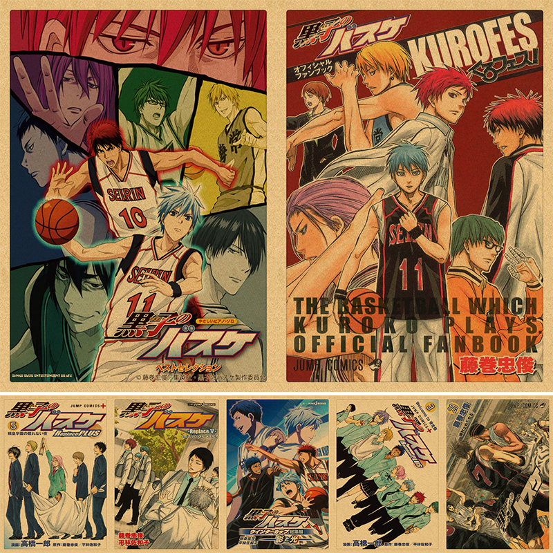 Affiche de Basket-Ball Kuroko en Papier Kraft, Stickers Muraux Imprimés, Art Mural, 4K HD, Style Rétro, Décoration de la Maison et de la Chambre n° 1