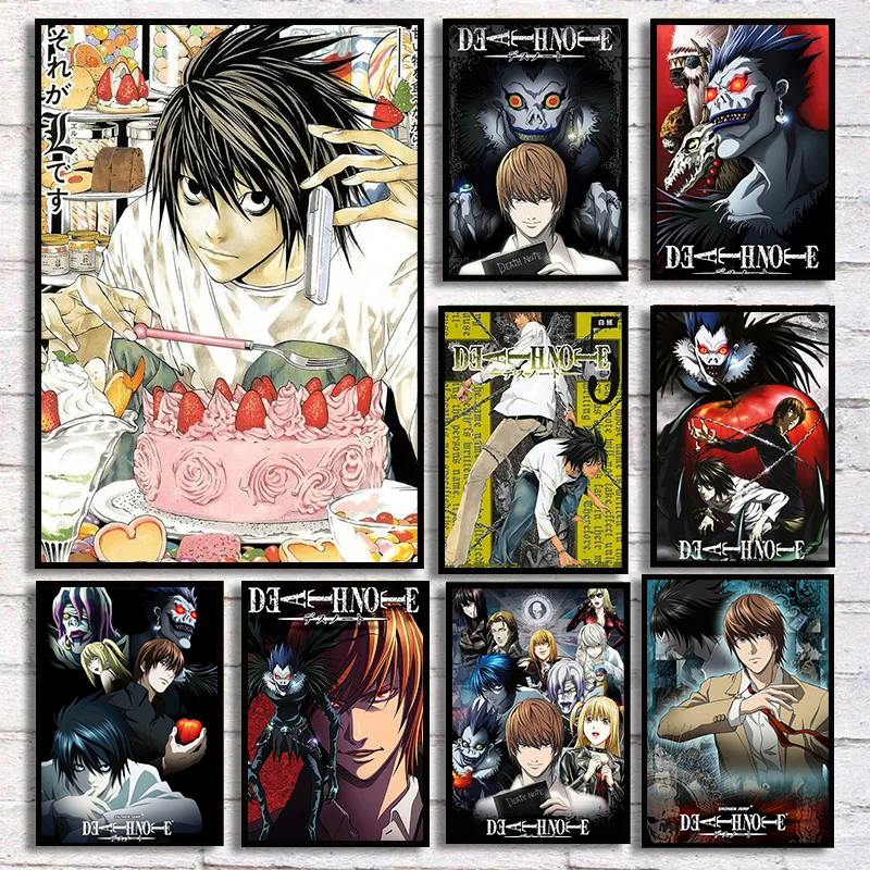 Peinture sur toile de famille japonaise classique Anime Death Note, affiches et impressions de style rétro, image d'art mural pour chambre, décoration d'intérieur, HD n° 1