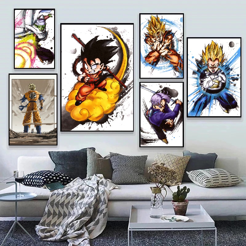 Affiches d'anime classiques sur le mur, Dragon Ball, figurines d'anime périphériques Goku, image d'art, peinture sur toile, photos pour salon n° 2