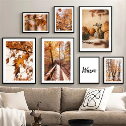 Affiche de feuilles de Aliments de paysage d'automne, peinture sur toile, cuir chevelu d'érable, art mural de paysage naturel, décoration de salon, décor à la maison small picture n° 2