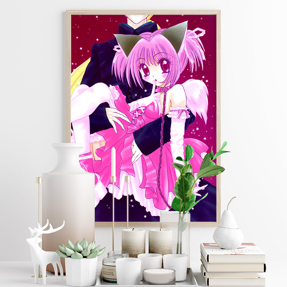 Affiche d'art japonaise imprimée, dessin animé de Tokyo Mew Mew, Manga, peinture sur toile, chat fille, autocollants muraux, décor n° 6