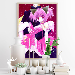 Affiche d'art japonaise imprimée, dessin animé de Tokyo Mew Mew, Manga, peinture sur toile, chat fille, autocollants muraux, décor small picture n° 6