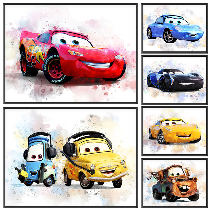 Disney-Pixar Cars Anime Poster, Peinture sur toile, Impressions murales, Image décorative pour la maison, Décor de chambre d'enfant, Cadeaux mignons n° 1