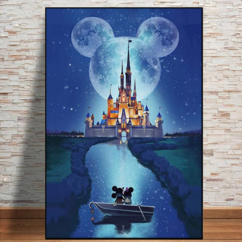 Disney Cendrillon Castle Canvas Painting, Wall Art, Disneyland Under the Starry Night, Cartoon Posters and Prhonneur, Home Decor n° 4