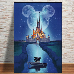 Disney Cendrillon Castle Canvas Painting, Wall Art, Disneyland Under the Starry Night, Cartoon Posters and Prhonneur, Home Decor small picture n° 4