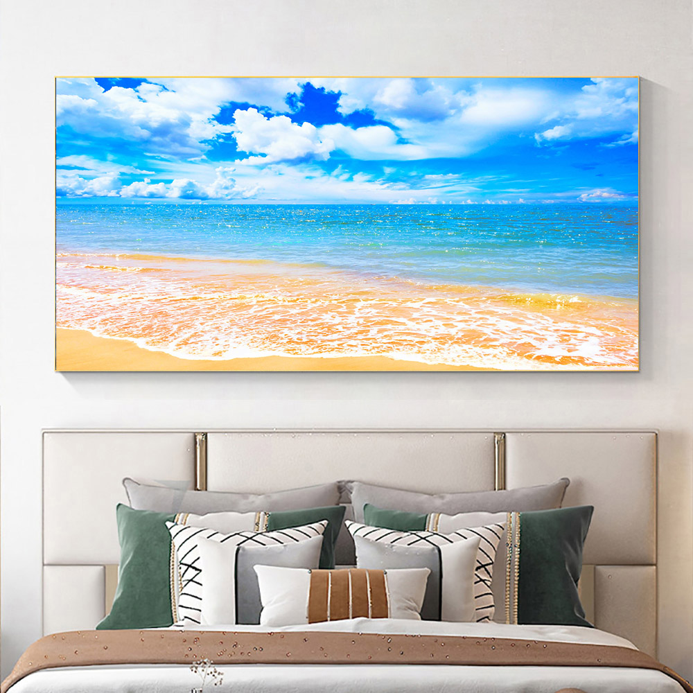 Peinture sur toile moderne de paysage de vague de mer et de plage, affiches et impressions de mer, art mural, décoration d'intérieur, sans cadre, nature, 550 n° 2